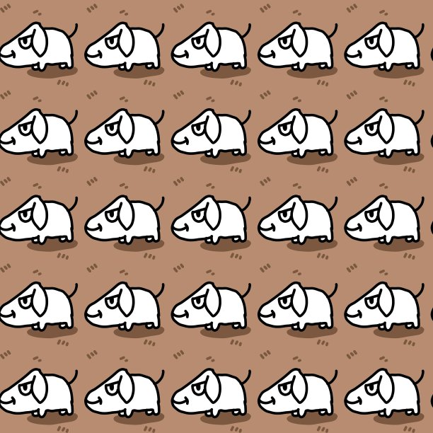 可爱的卡通狗无缝图案图片下载