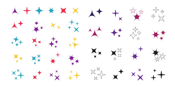 矢量闪光图标集。星的元素图片下载