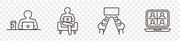 联合工作空间线图标集。包括图标作为同事，共同工作，共享办公室，业务，公司，工作和更多。图片下载