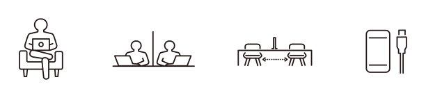 联合工作空间线图标集。包括图标作为同事，共同工作，共享办公室，业务，公司，工作和更多。图片下载