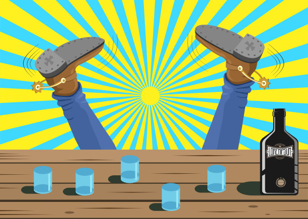 老酒吧里醉醺醺的牛仔摔倒了图片下载