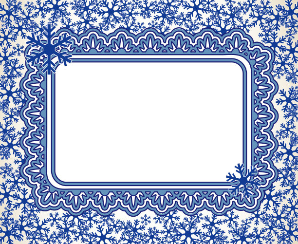 圣诞节雪花空白框架矢量插图素材图片