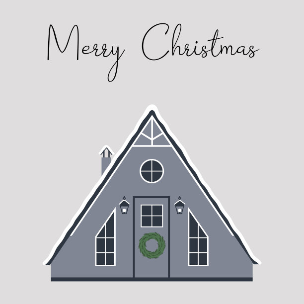 斯堪的纳维亚圣诞房子。舒适的北欧小屋。冬天假日的架构。圣诞节冬天村庄。手绘向量。图片下载