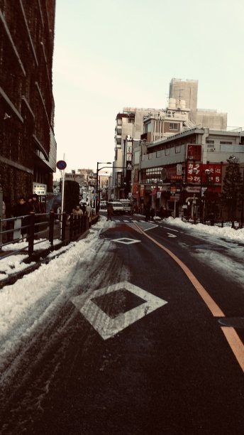 积雪的街道上图片下载