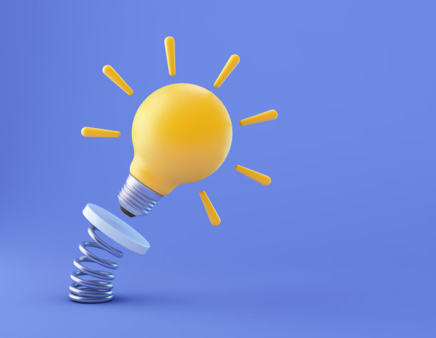 在螺旋弹簧上跳动的灯泡图片下载