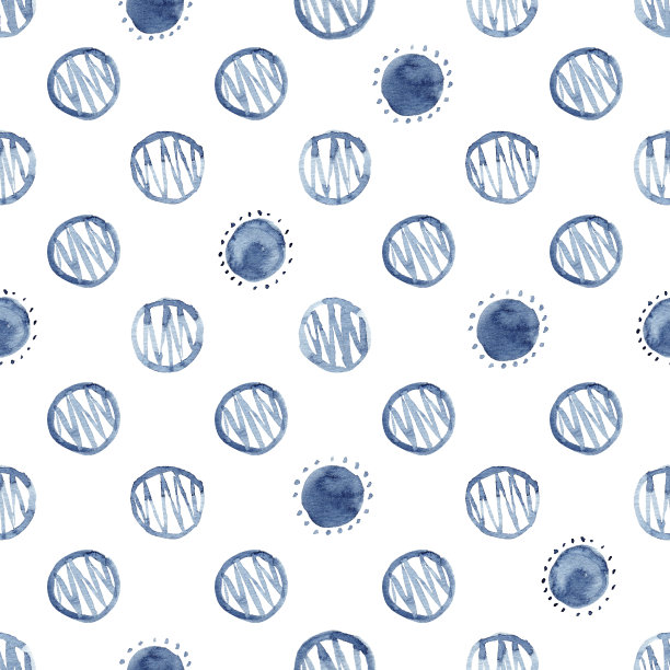 手绘水彩无缝图案。抽象蓝色靛蓝背景剪贴画。图片下载
