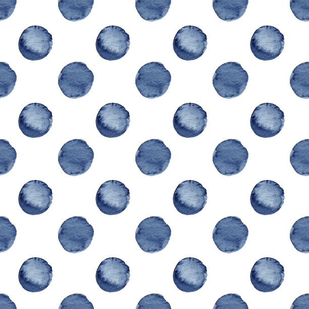 手绘水彩无缝图案。抽象蓝靛蓝圆滴背景。图片下载