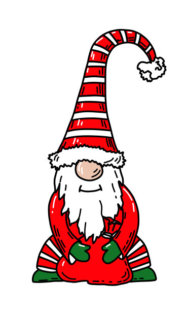 圣诞节卡通Gnome。手绘圣诞老人图片下载