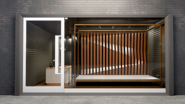 商店的正面视图与空的橱窗图片下载