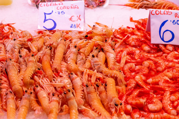 西班牙巴伦西亚梅尔卡多中心的龙虾图片下载
