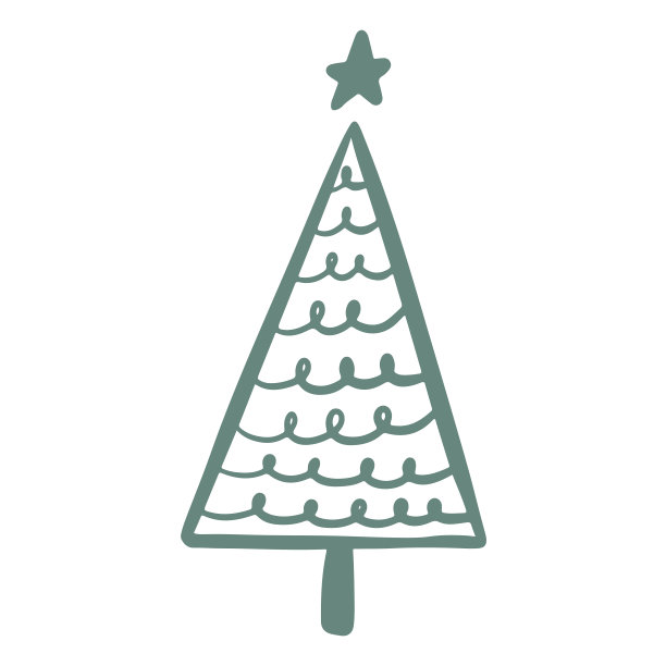 简单简约的圣诞树手绘幼稚的涂鸦。喜庆新年，寒假剪辑艺术设计元素矢量孤立在白色背景上图片下载