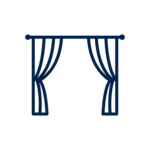 窗帘图标标志模板隔离在白色背景上。图片下载