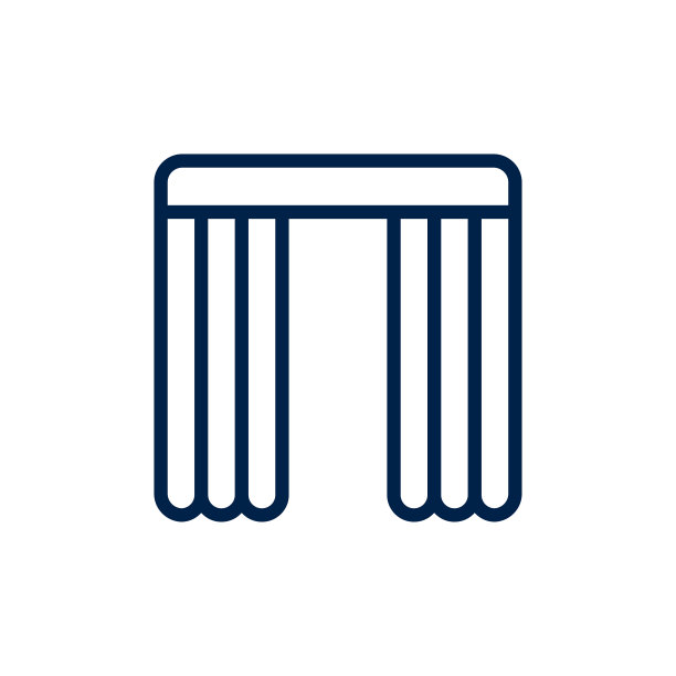 窗帘图标标志模板隔离在白色背景上。图片下载