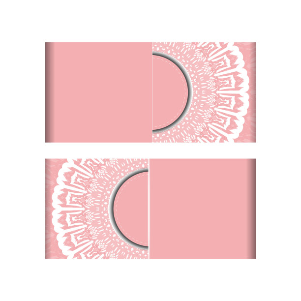 贺卡粉红色与印度白色图案准备印刷。图片下载