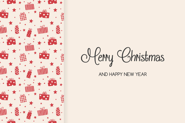 圣诞卡与手画的礼物盒和愿望。向量图片下载