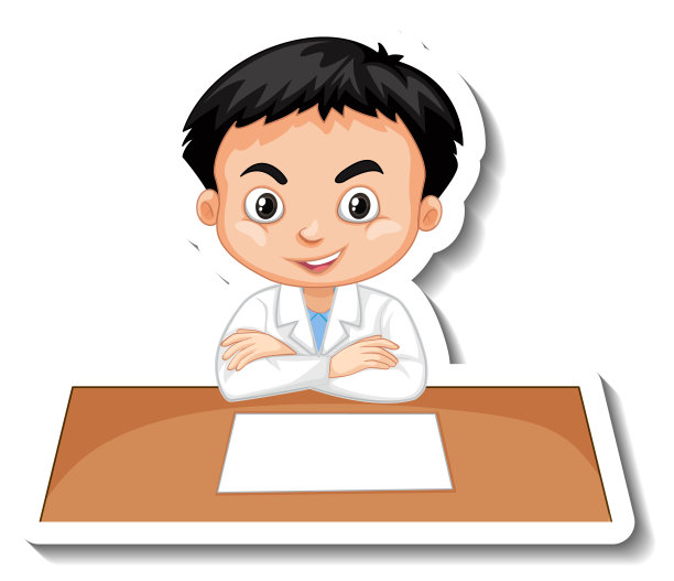 科学家男孩卡通人物贴纸图片下载