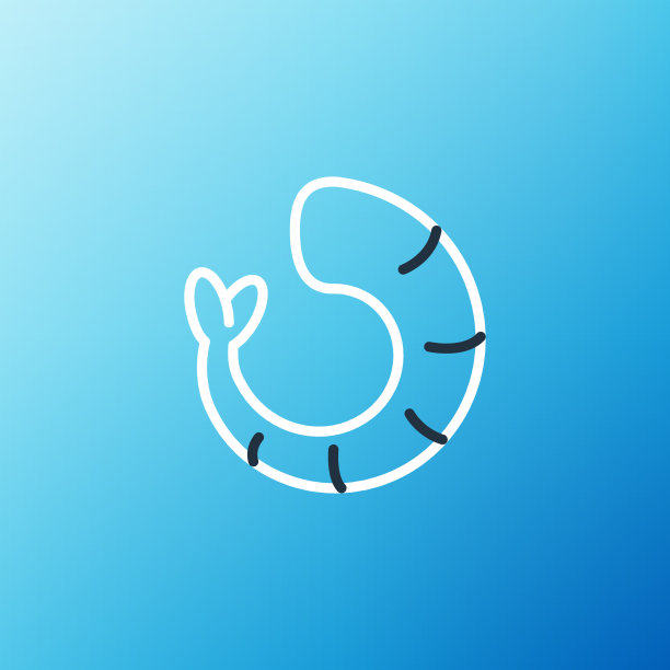 线虾图标孤立的蓝色背景图片下载