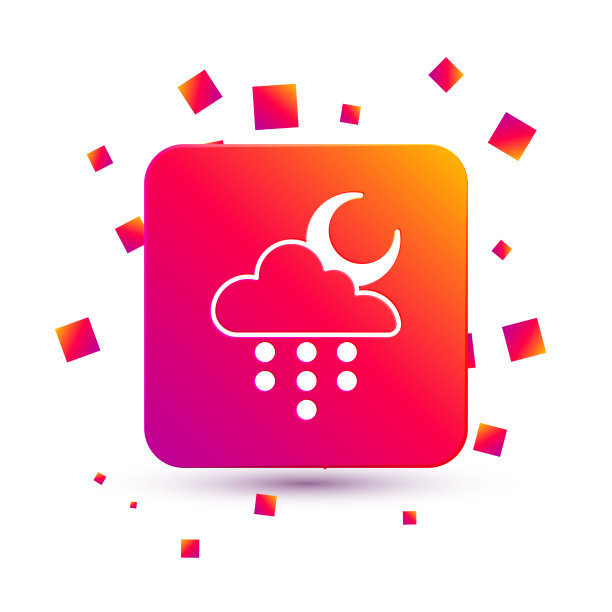 白云与雨和月亮的图标孤立上图片下载