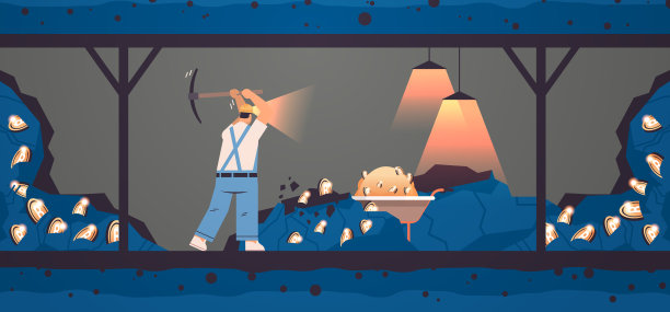 矿工在矿洞中挖掘和提取比特币，挖掘加密货币数字加密货币区块链图片下载