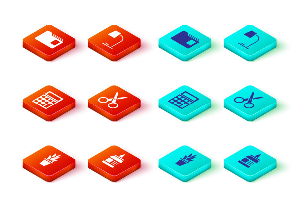 在花盆中设置植物胶水计算器剪刀图片下载