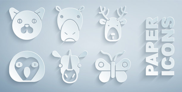 设犀牛角鹿头猫头鹰鸟图片下载