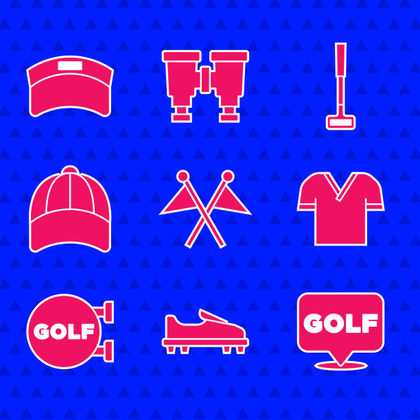 设置高尔夫旗，鞋标签，衬衫运动俱乐部图片下载