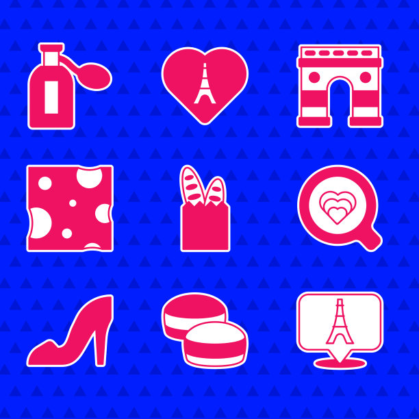 法式长棍面包，马卡龙甜饼艾菲尔图片下载