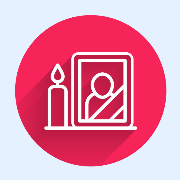 白线哀悼相框与黑丝带图片下载