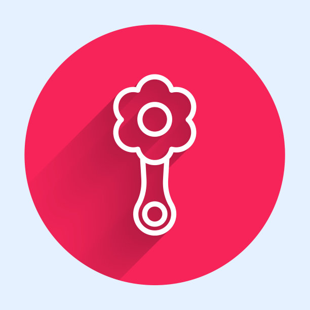 白线拨浪鼓婴儿玩具图标孤立与长图片下载