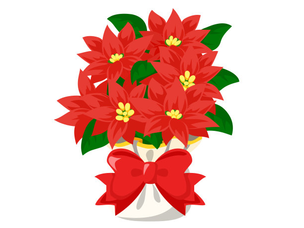 圣诞花,一品红。圣诞节材料图标。矢量图图片下载