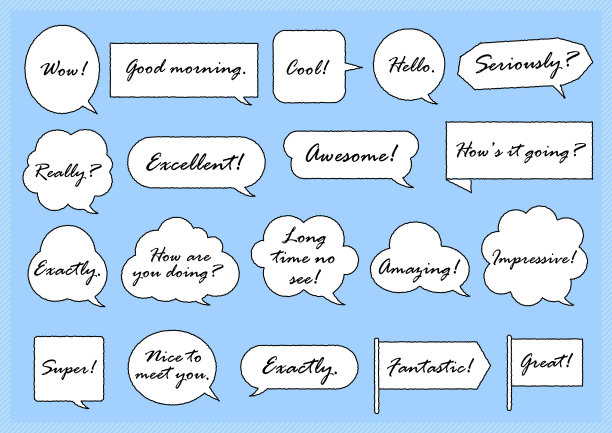 手写的英语单词演讲气球。图片下载