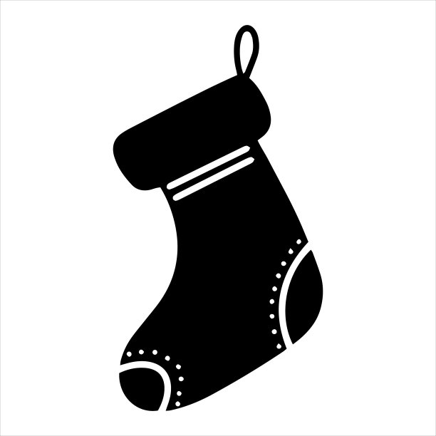 手画装饰圣诞袜挂新年装饰品为礼物。圣诞老人袜子矢量插图。传统时尚的冬季装饰配件。书法设计元素图片下载
