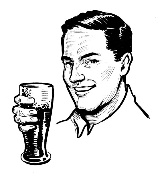 快乐的绅士喝着啤酒图片下载