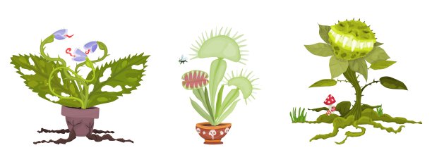 一套植物为万圣节怪物的节日图片下载