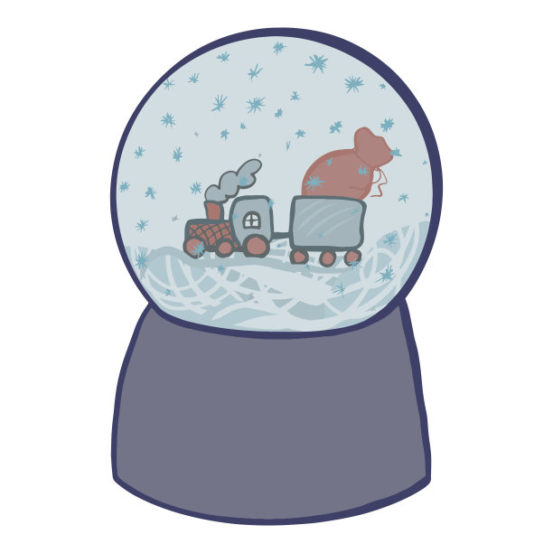 里面有雪花的球形玻璃器。火车的礼物。纪念品。新年。圣诞节的惊喜。图片下载