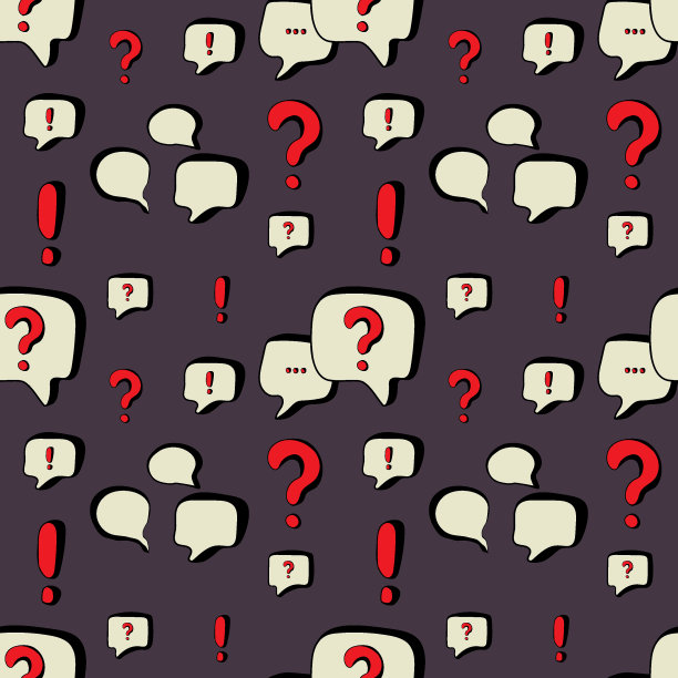 手绘涂鸦聊天气泡，感叹号和问号。无缝模式图片下载