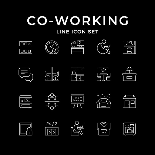 设置协同工作的线条图标图片下载