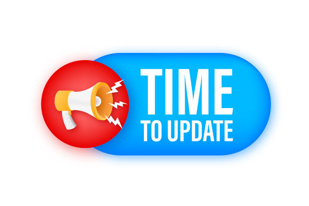扩音器与时间更新标志。扩音器横幅。网页设计。矢量图图片下载