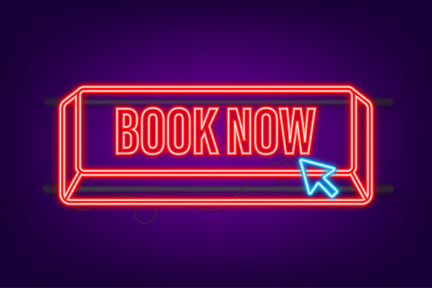 现在的书。网上订单的概念。提升的迹象。霓虹灯图标。向量股票插图图片下载