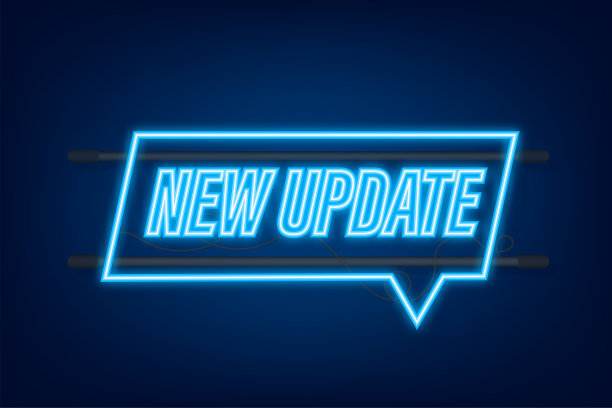 蓝色矢量气泡横幅更新。霓虹灯图标。矢量图图片下载