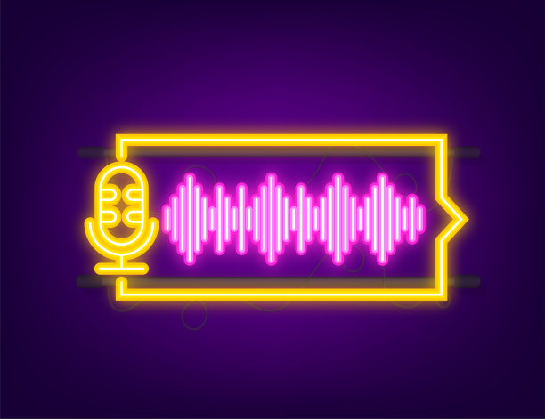 播客氖图标。徽章、图标、邮票、标志。向量股票插图图片下载