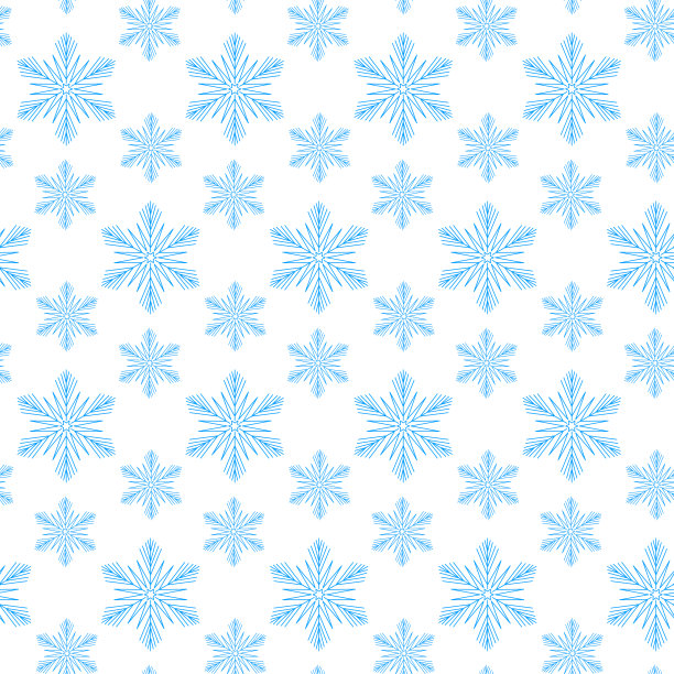 冬季雪花无缝图案，几何雪花矢量素材图片