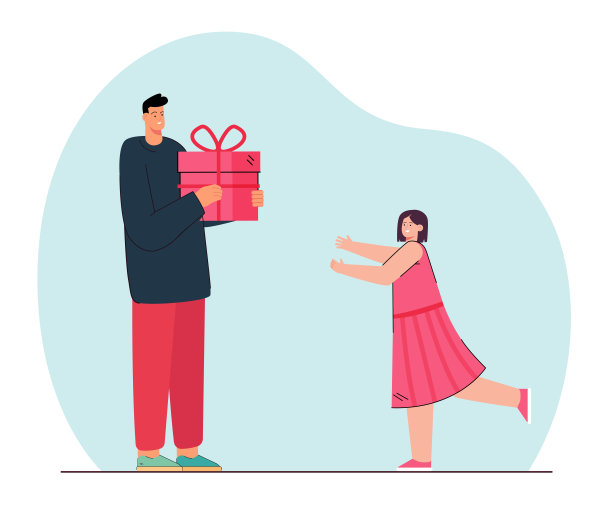 父亲将礼物送给伸出双手的女儿图片下载