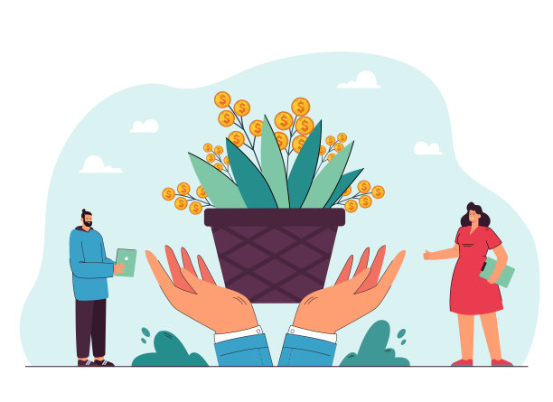 小人们用巨大的手看着钱树图片下载