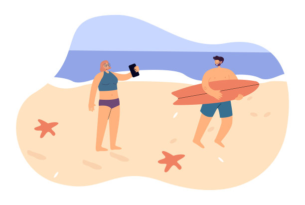 女孩用手机拍冲浪手用冲浪板的照片图片下载