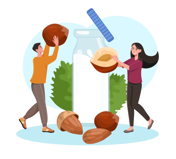 坚果牛奶概念图片下载