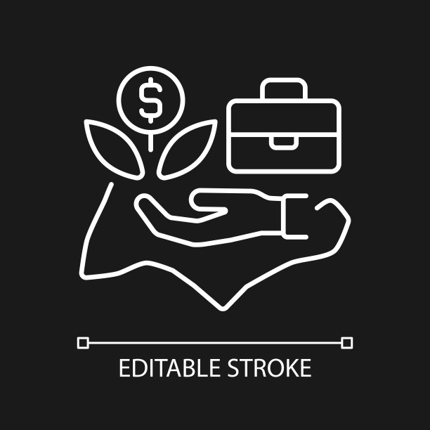 支持商业环境的白色线性图标为黑色主题图片下载