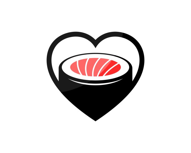 简单的爱形状与日本寿司内图片下载