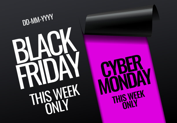 黑色星期五和网络星期一促销横幅。图片下载