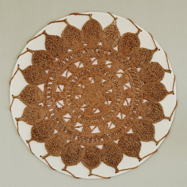 特写：带图案的墙面装饰椰棕垫图片下载